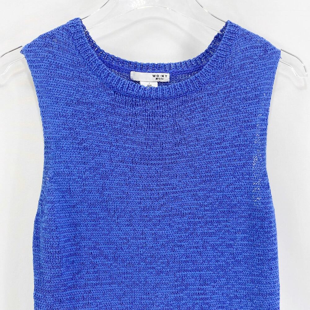WD-NY Blue Round Neck Peplum Sleeveless Blouse - Picture 4 of 9